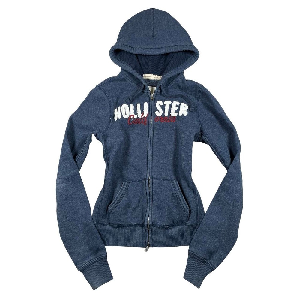 Hollister navy blue zip up hoodie womens medium bella swan twilight y2k